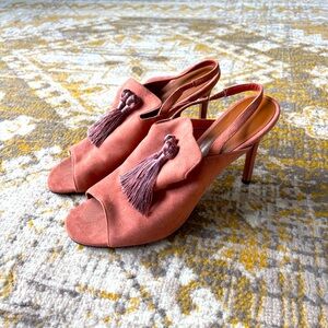 Charles & Keith Suede Leather Tassel Heels